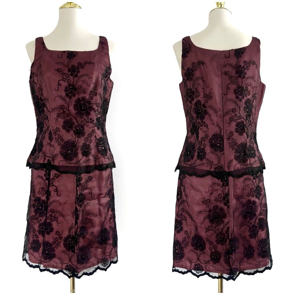 Vintage Geometrie Pink Lace Overlay Y2K Corset Style Top & Skirt Set Womens 10